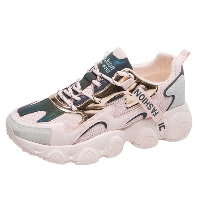 2020 Summer Women Reflective Chunky Sneakers