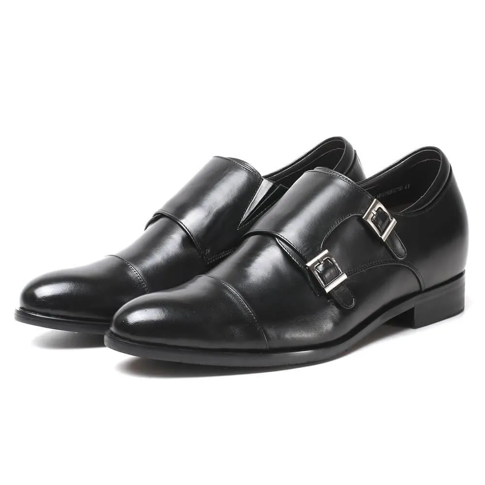 7 CM / 2.76 Inches CMR CHAMARIPA Men's Cap-Toe Monk Strap Loafer Elevator Dress Shoes