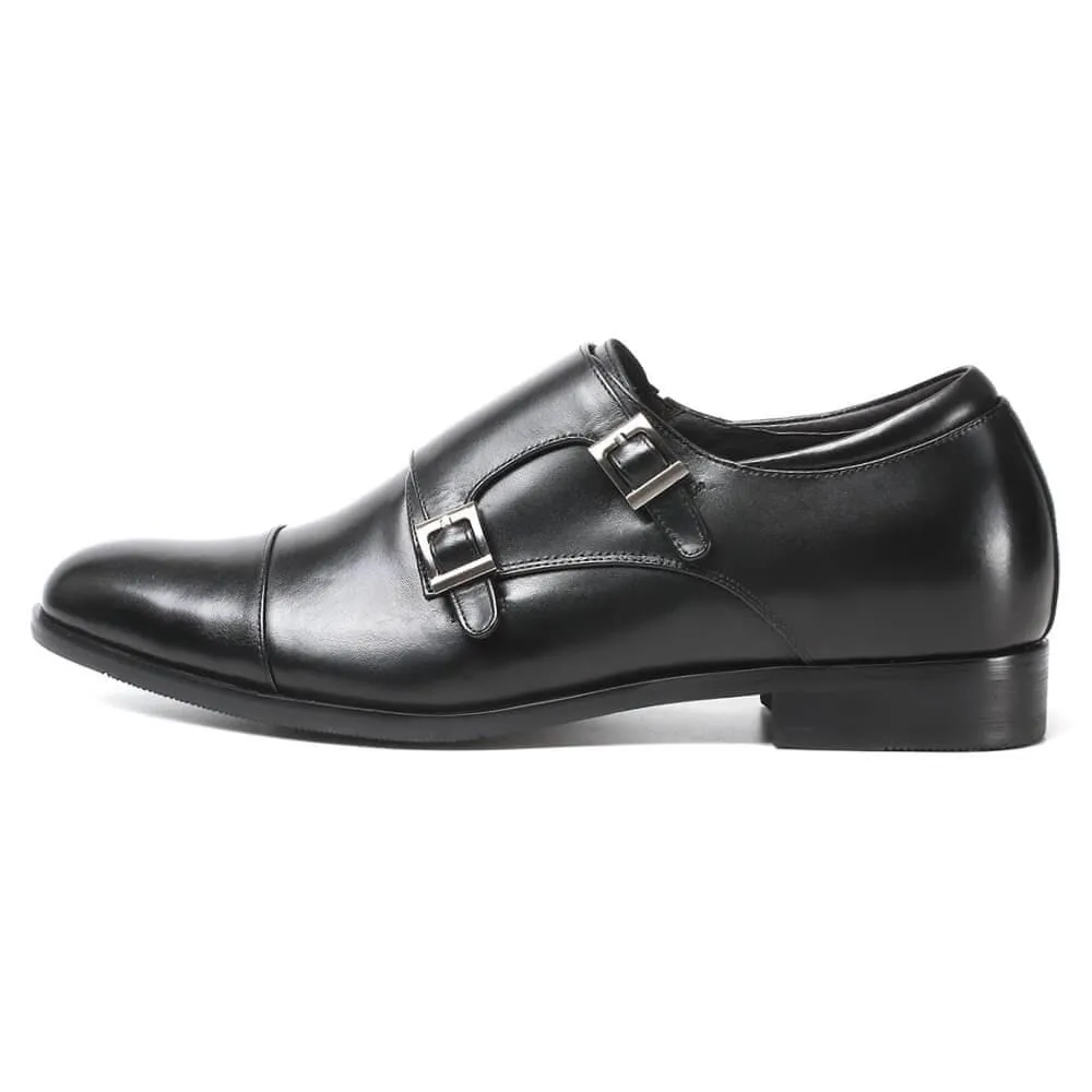 7 CM / 2.76 Inches CMR CHAMARIPA Men's Cap-Toe Monk Strap Loafer Elevator Dress Shoes