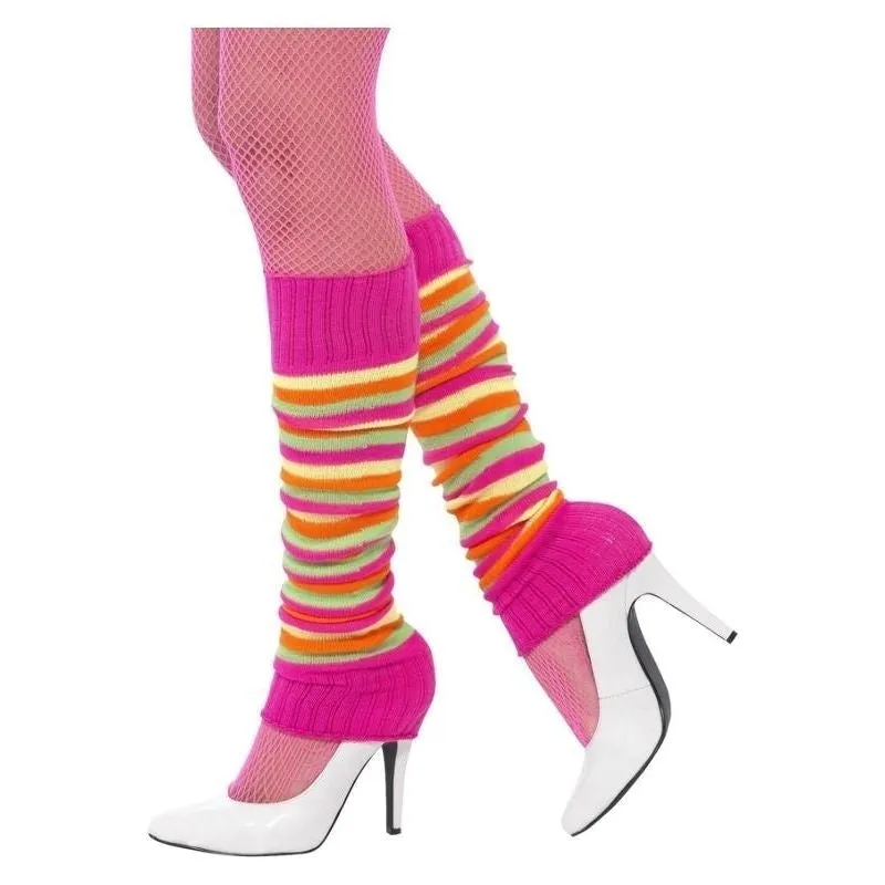 80s Legwarmers Adult Neon Pink Striped