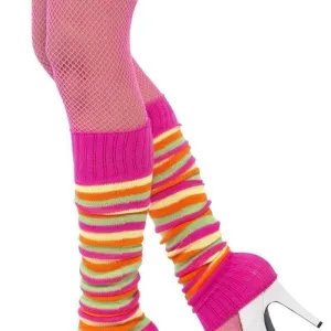 80s Legwarmers Adult Neon Pink Striped