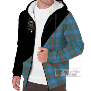 Agnew Ancient Tartan Sherpa Hoodie with Family Crest and Military Logo Style