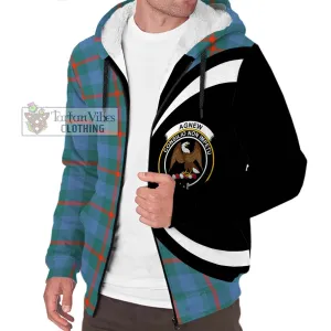 Agnew Ancient Tartan Sherpa Hoodie with Family Crest Circle Style