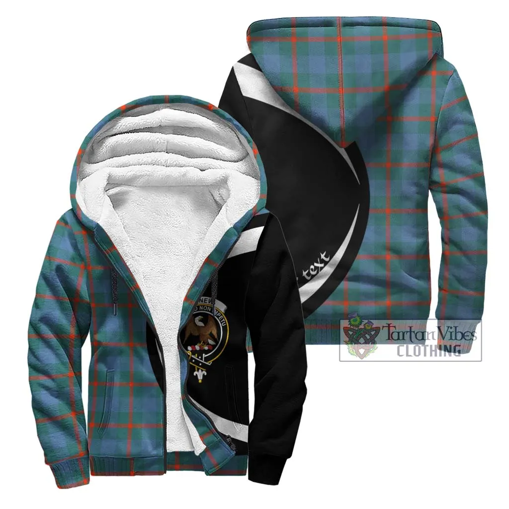 Agnew Ancient Tartan Sherpa Hoodie with Family Crest Circle Style