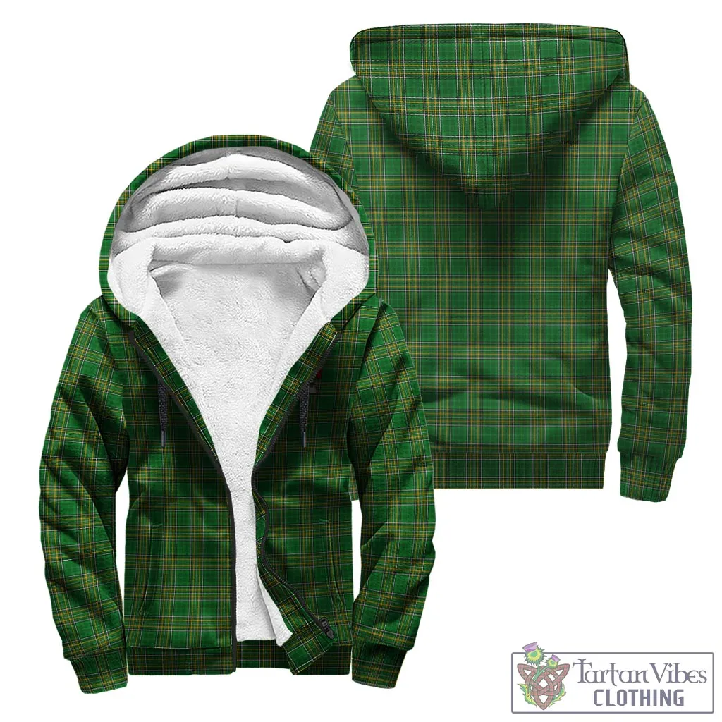 Agnew Irish Clan Tartan Sherpa Hoodie with Coat of Arms