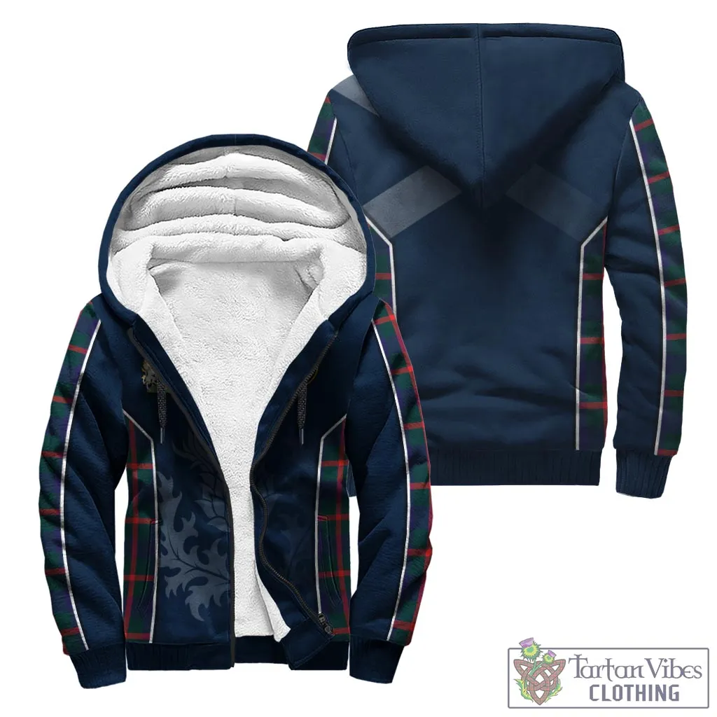 Agnew Tartan Sherpa Hoodie with Family Crest and Scottish Thistle Vibes Sport Style