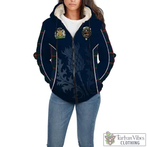 Agnew Tartan Sherpa Hoodie with Family Crest and Scottish Thistle Vibes Sport Style