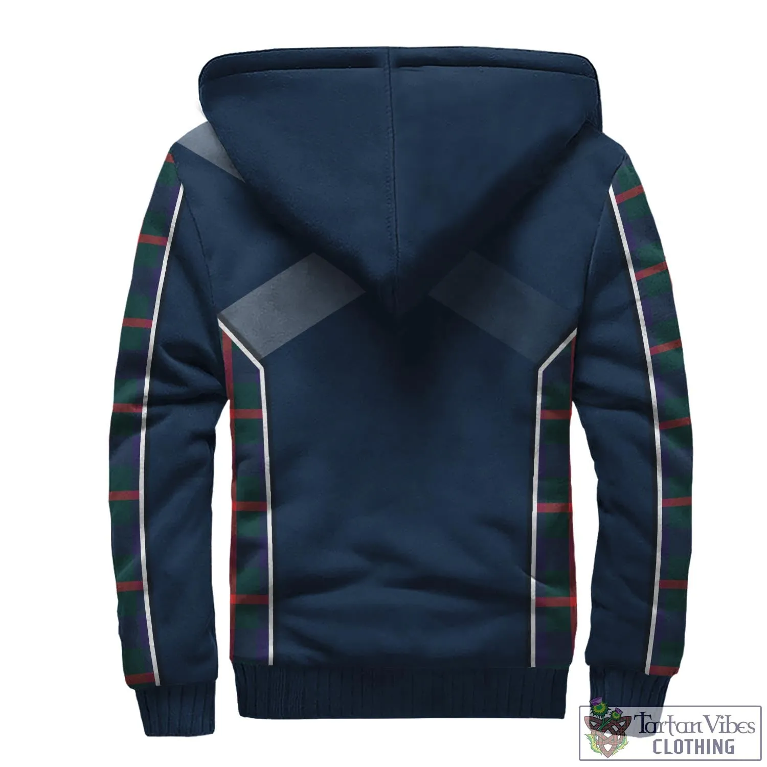 Agnew Tartan Sherpa Hoodie with Family Crest and Scottish Thistle Vibes Sport Style