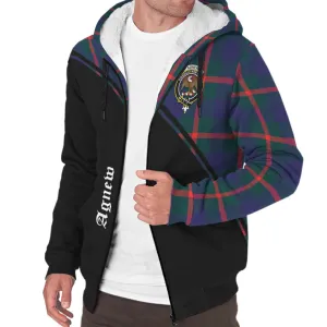 Agnew Tartan Sherpa Hoodie with Family Crest Curve Style