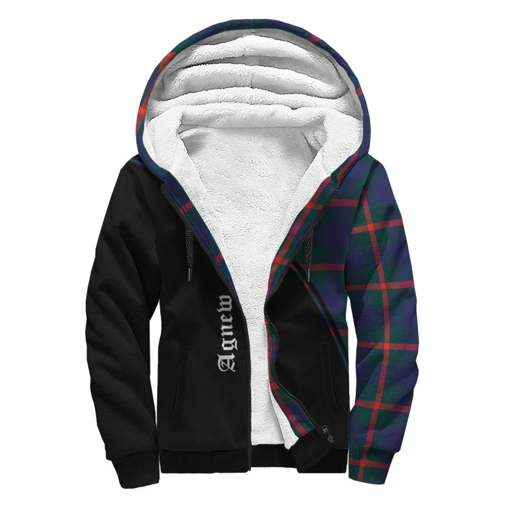 Agnew Tartan Sherpa Hoodie with Family Crest Curve Style