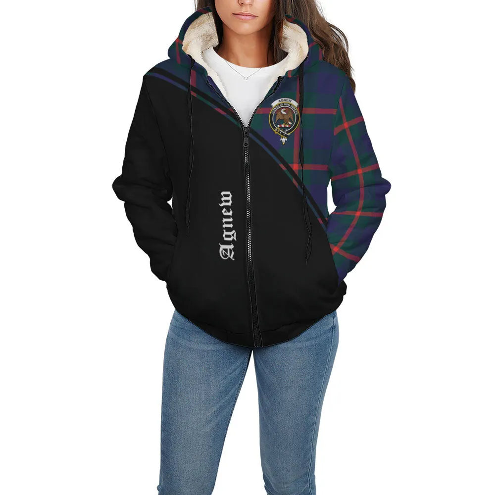 Agnew Tartan Sherpa Hoodie with Family Crest Curve Style