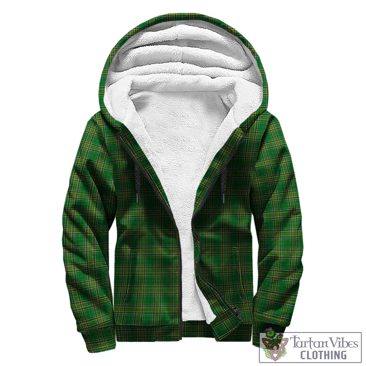 Aldborough Irish Clan Tartan Sherpa Hoodie with Coat of Arms