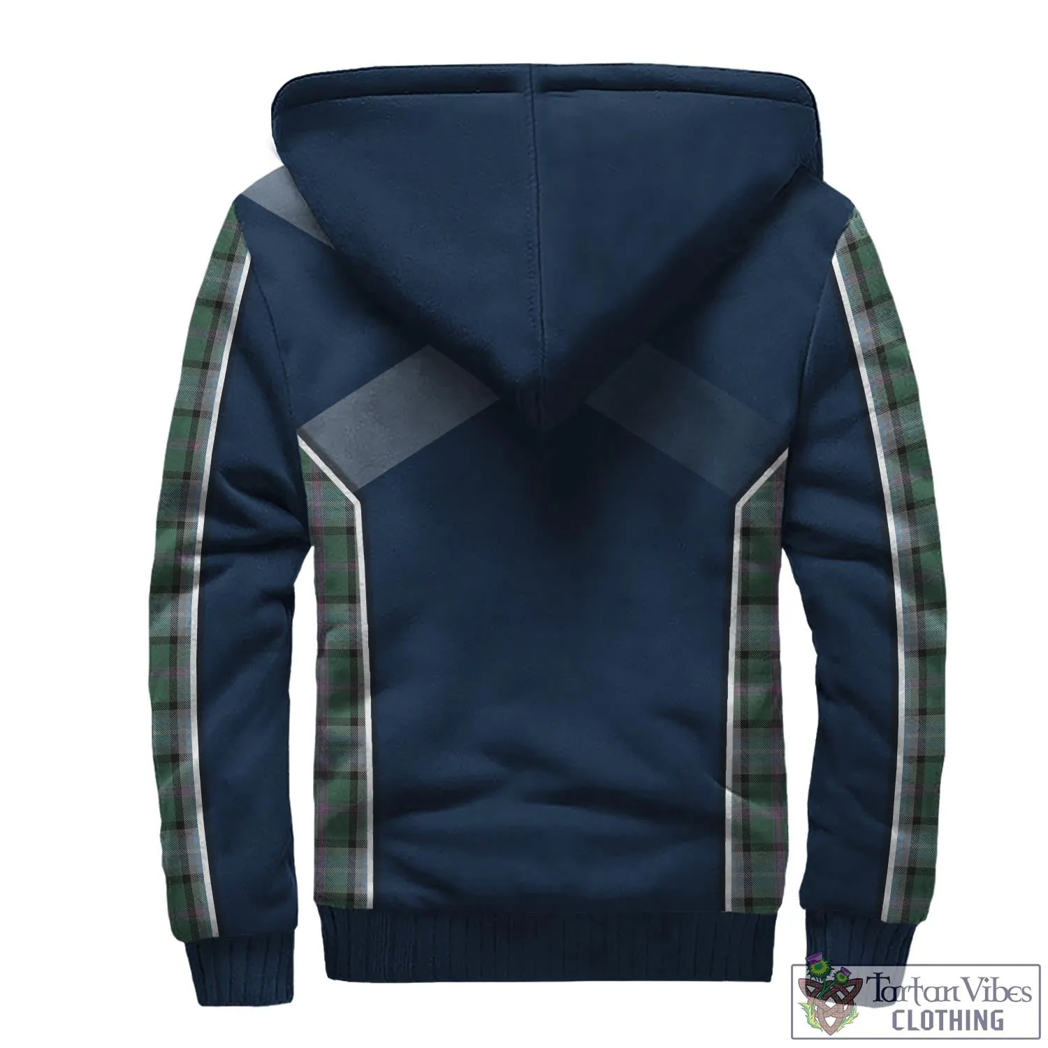 Alexander of Menstry Hunting Tartan Sherpa Hoodie with Family Crest and Scottish Thistle Vibes Sport Style