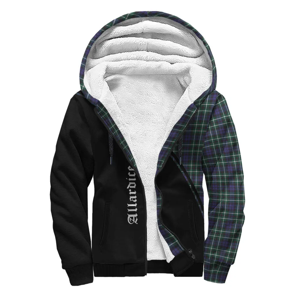 Allardice Tartan Sherpa Hoodie with Family Crest Curve Style