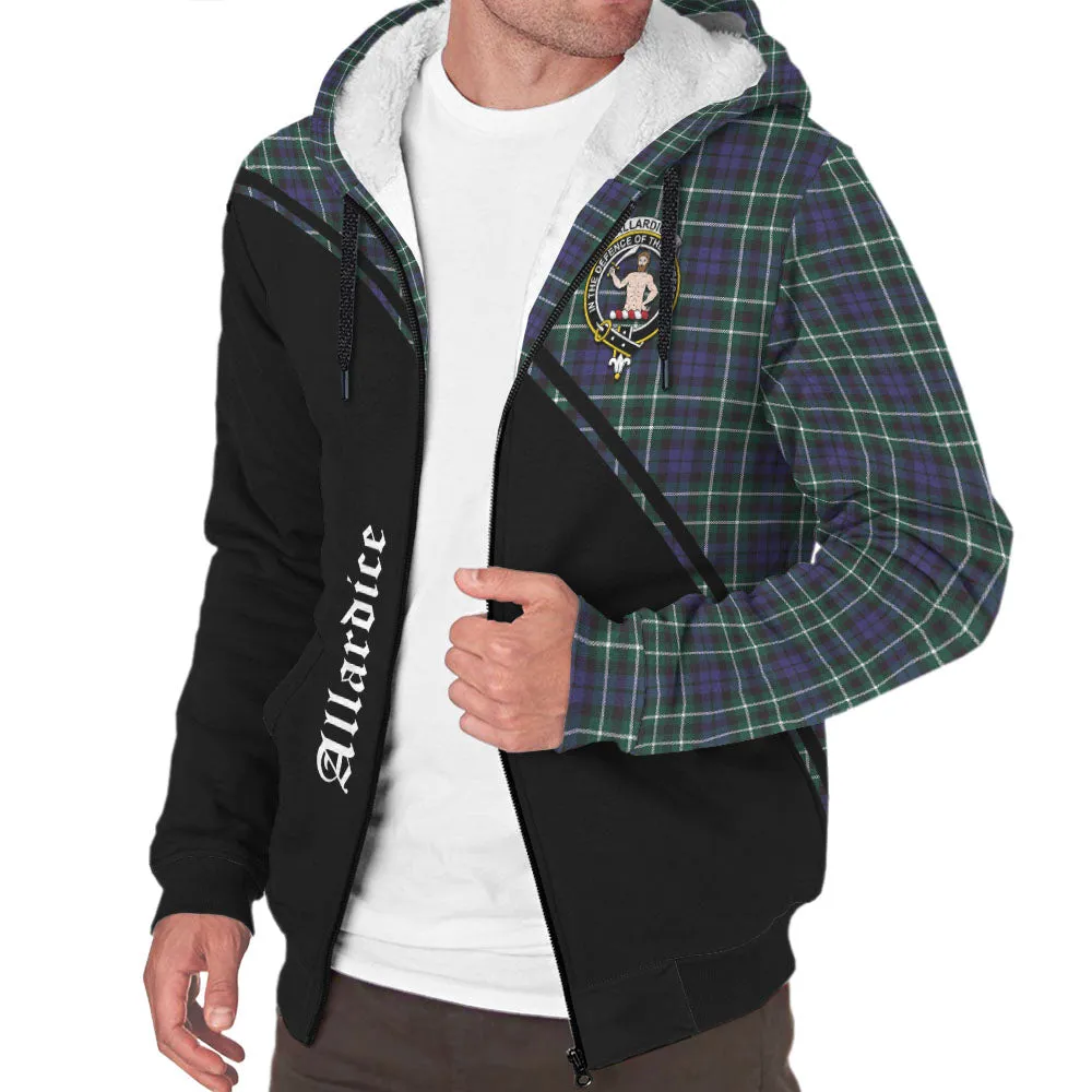 Allardice Tartan Sherpa Hoodie with Family Crest Curve Style