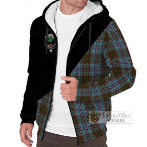 Anderson Tartan Sherpa Hoodie with Family Crest and Military Logo Style