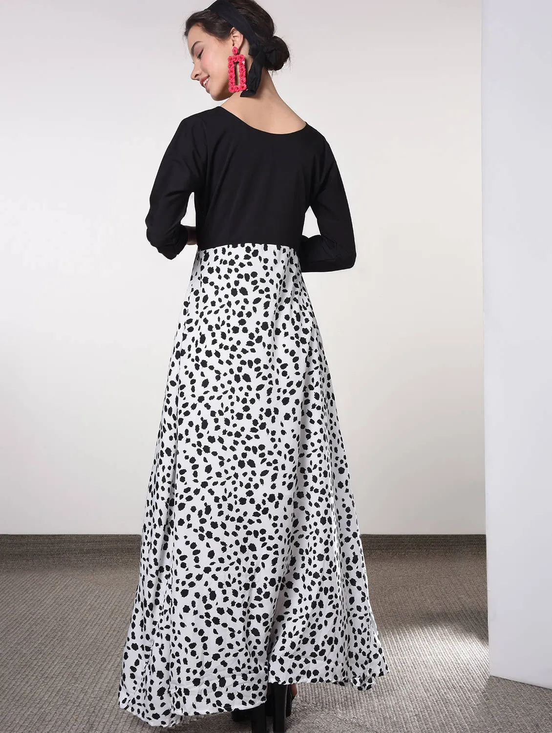 Animal print flared maxi dress