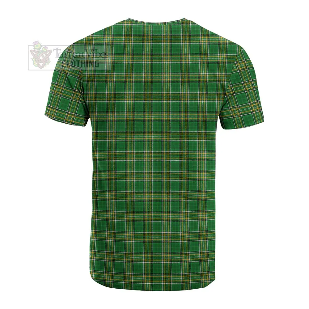 Ashborne Irish Clan Tartan Cotton T-shirt with Coat of Arms