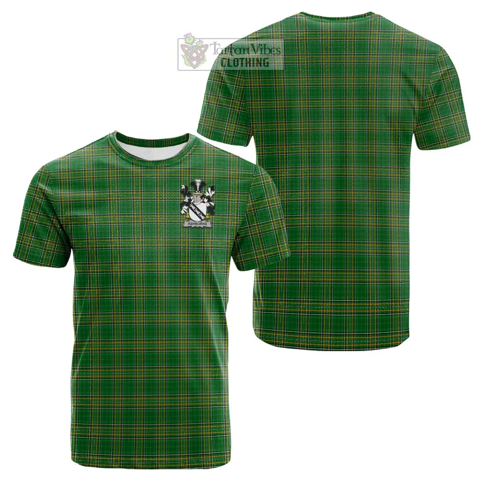 Ashborne Irish Clan Tartan Cotton T-shirt with Coat of Arms