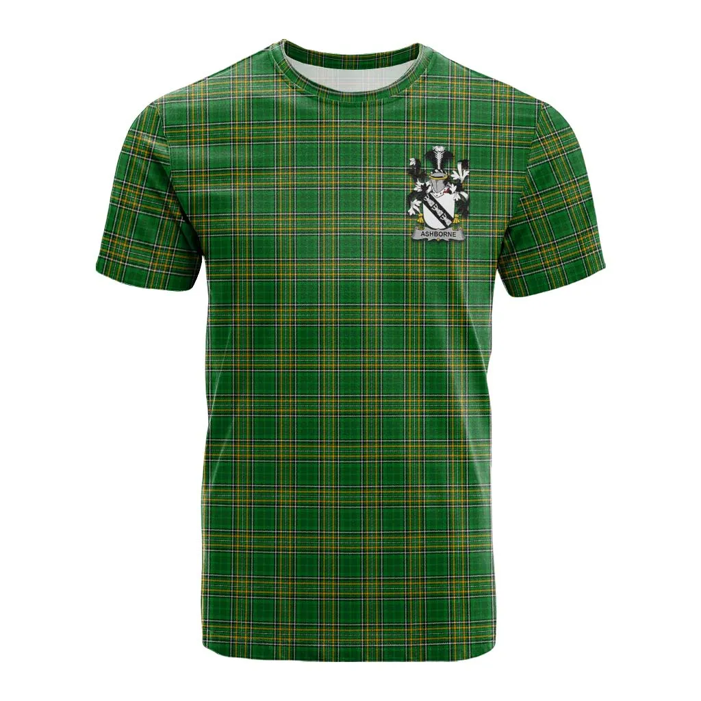 Ashborne Irish Clan Tartan Cotton T-shirt with Coat of Arms