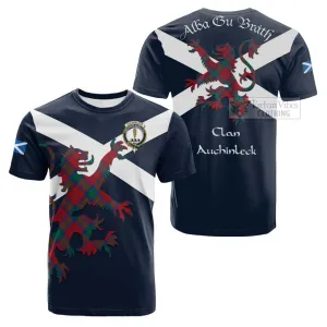 Auchinleck (Affleck) Tartan Lion Rampant Cotton T-shirt Proudly Display Your Heritage with Alba Gu Brath and Clan Name