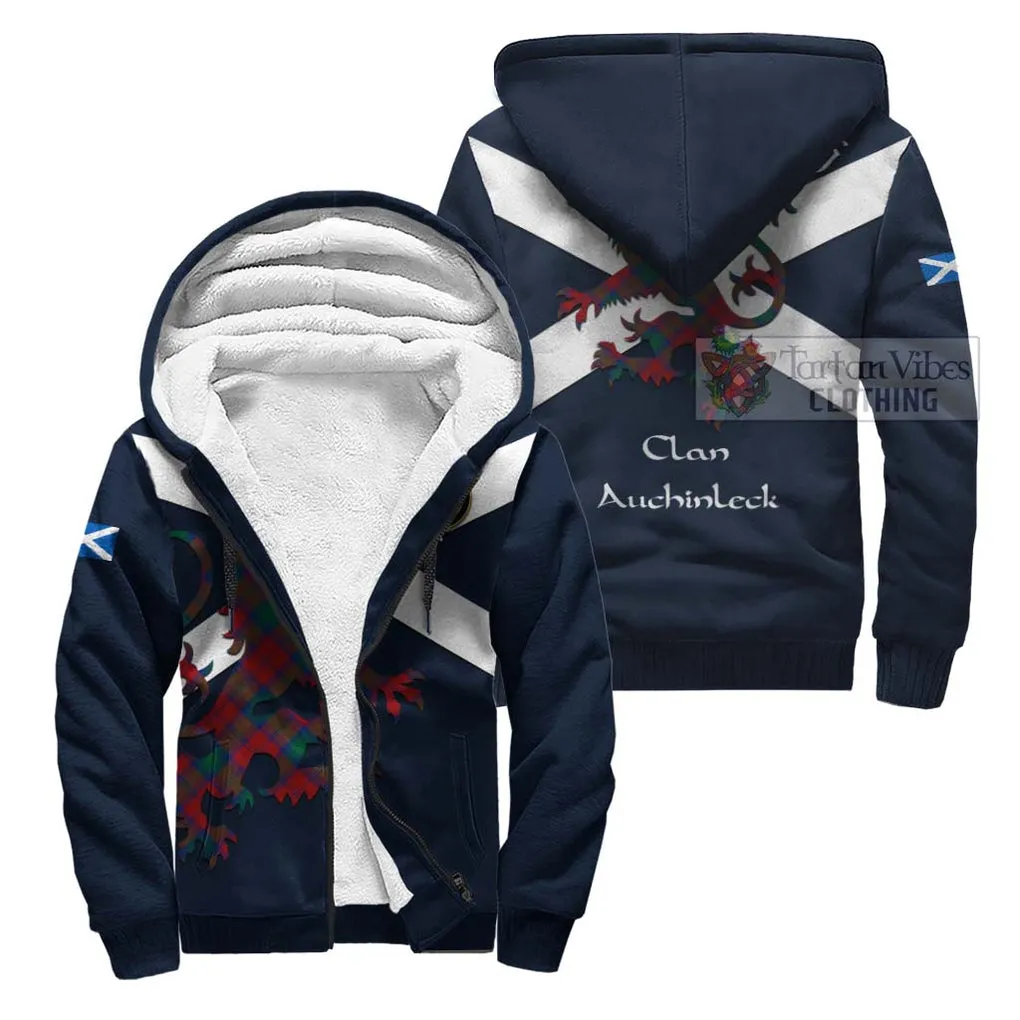 Auchinleck (Affleck) Tartan Lion Rampant Sherpa Hoodie  Proudly Display Your Heritage with Alba Gu Brath and Clan Name