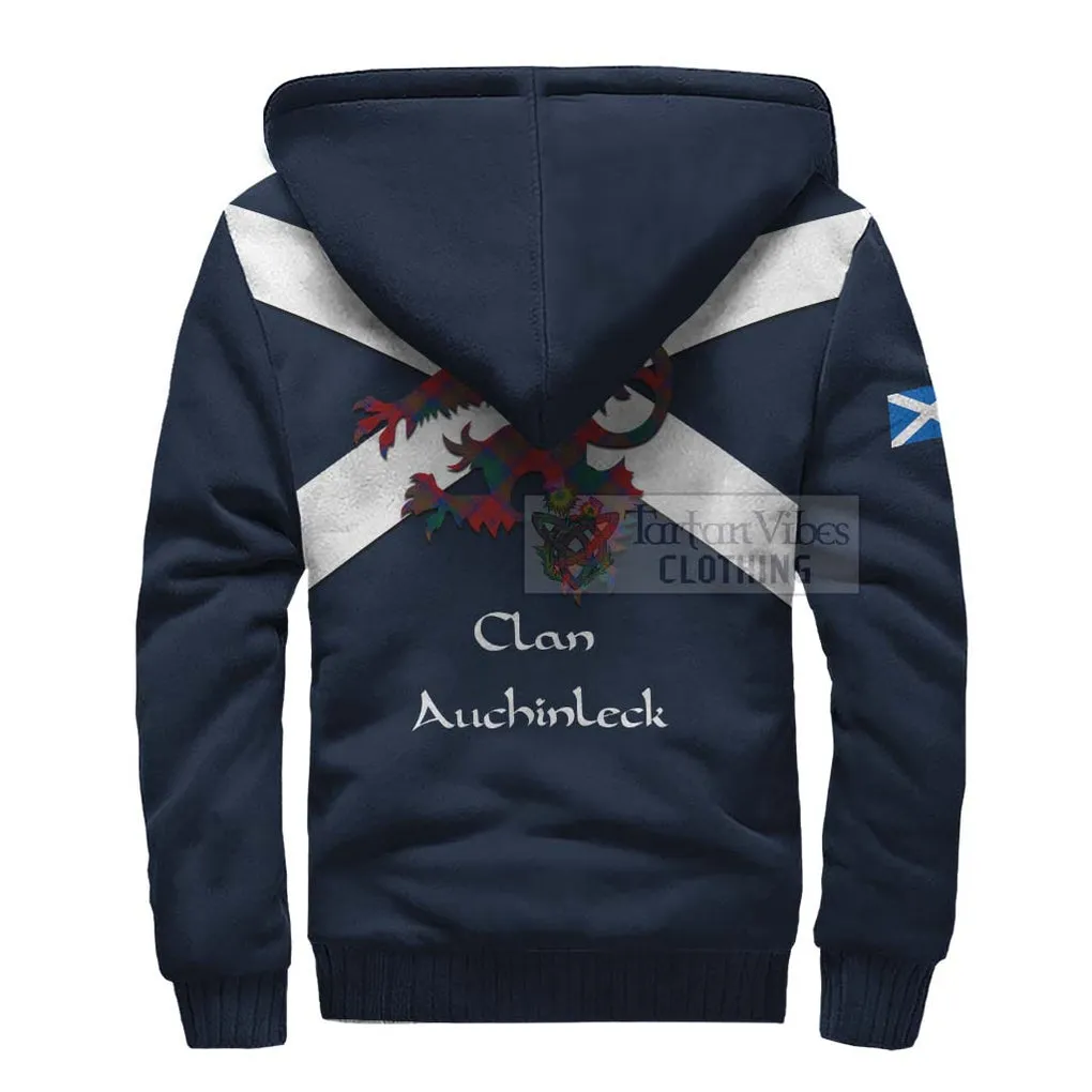 Auchinleck (Affleck) Tartan Lion Rampant Sherpa Hoodie  Proudly Display Your Heritage with Alba Gu Brath and Clan Name