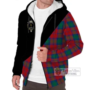 Auchinleck (Affleck) Tartan Sherpa Hoodie with Family Crest and Military Logo Style