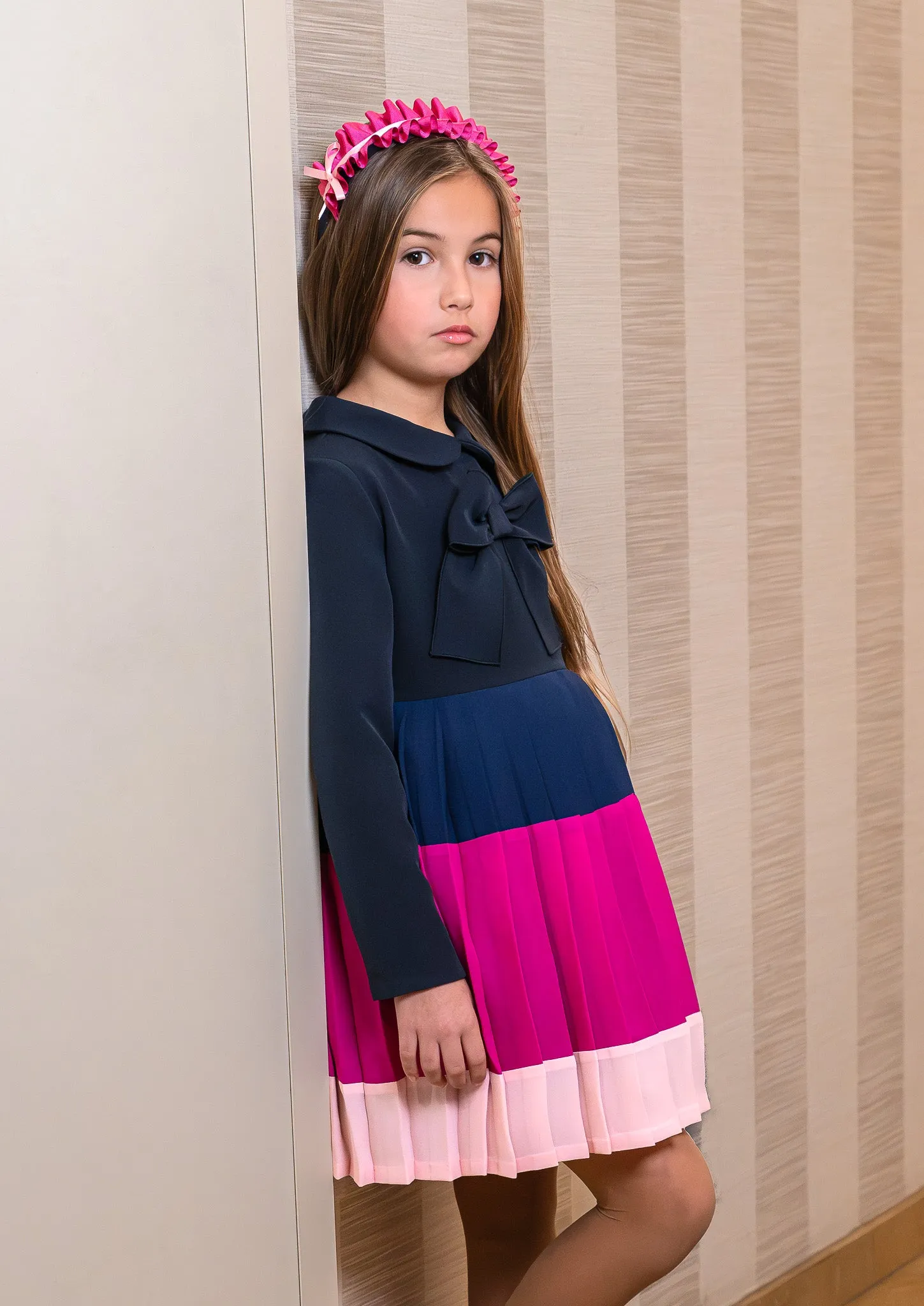 AW24 Rochy Girls Navy Blue & Pink Dress