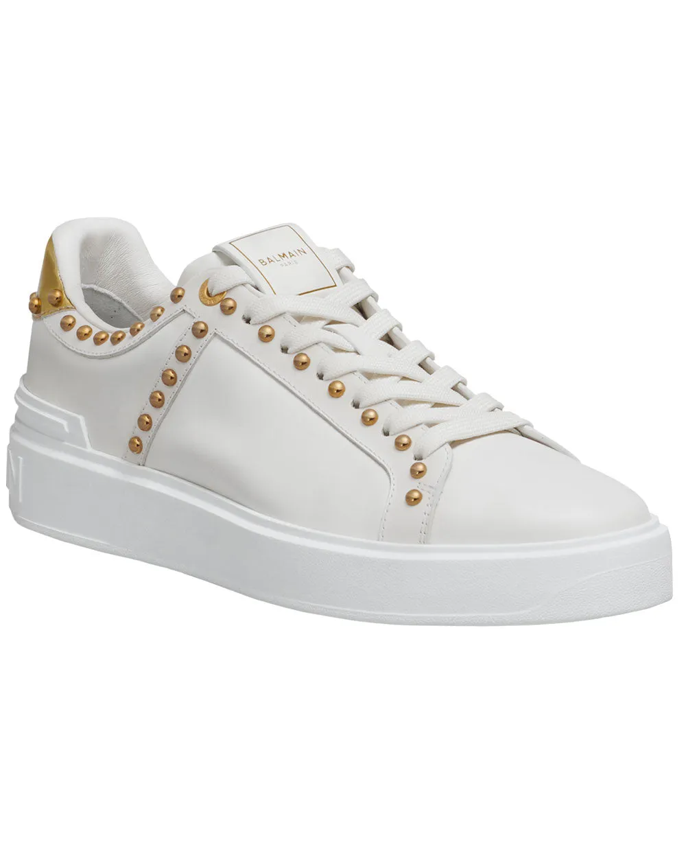 B-Court Studded Leather Sneaker in White