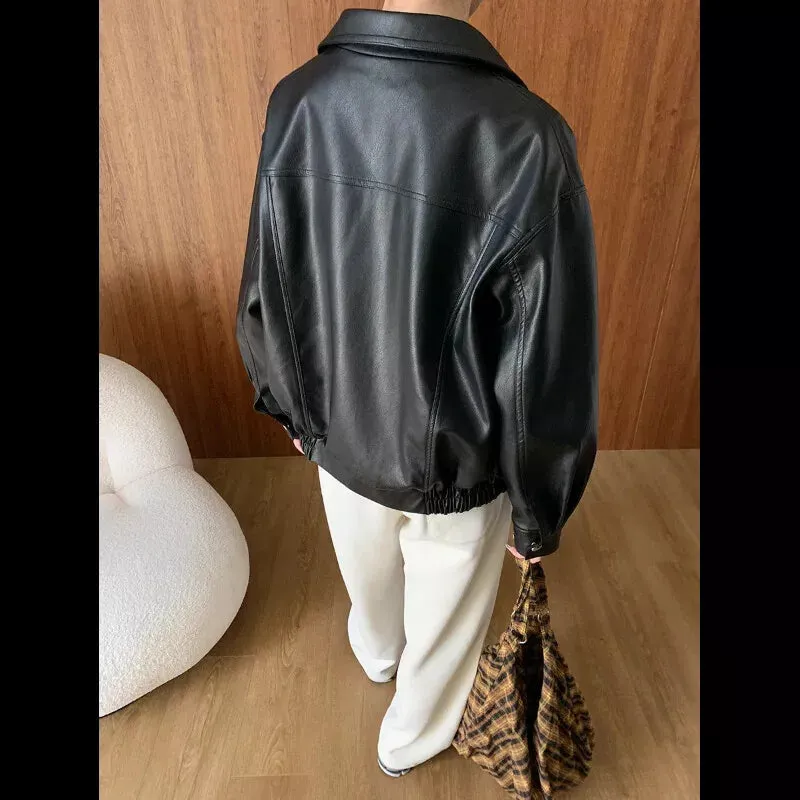 Baggy Oversized Leather Jacket Women