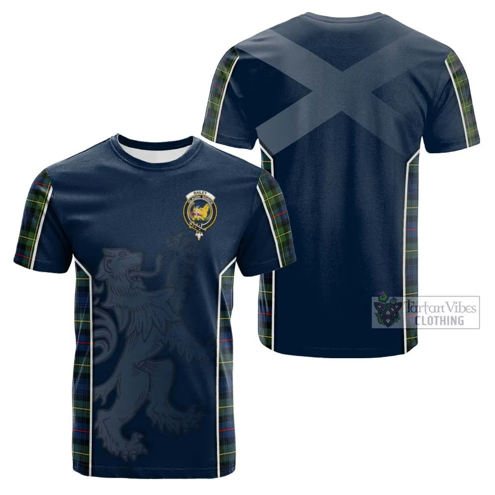 Bailey Modern Tartan Cotton T-shirt with Family Crest and Lion Rampant Vibes Sport Style