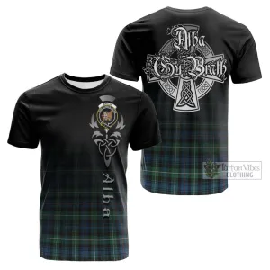 Baillie Ancient Tartan Cotton T-shirt Featuring Alba Gu Brath Family Crest Celtic Inspired