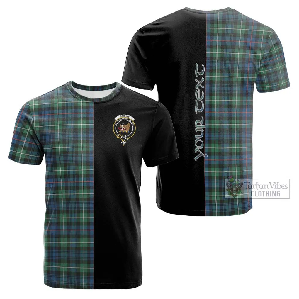 Baillie Ancient Tartan Cotton T-shirt with Family Crest and Half Of Me Style