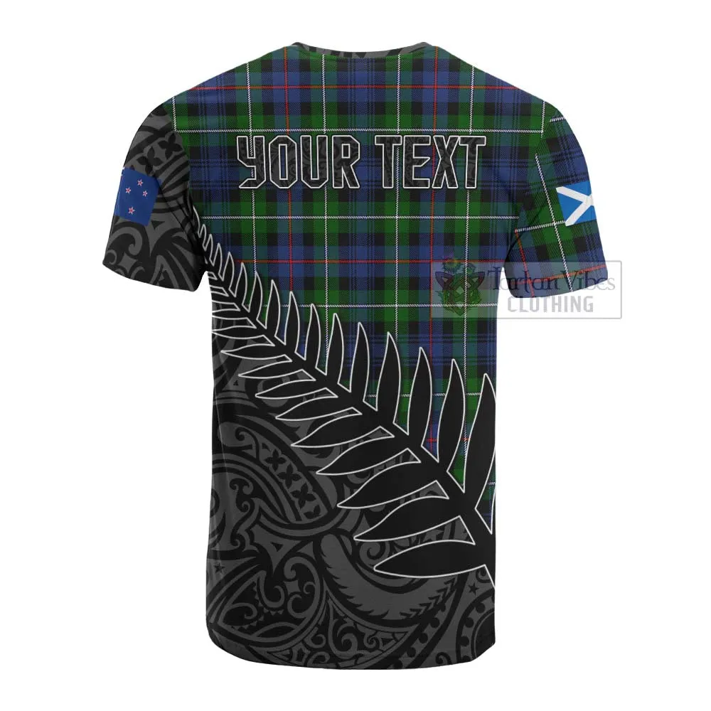 Baillie (Bailey) Crest Tartan Cotton T-shirt with New Zealand Silver Fern Half Style