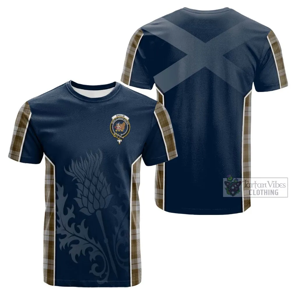 Baillie Dress Tartan Cotton T-shirt with Family Crest and Scottish Thistle Vibes Sport Style