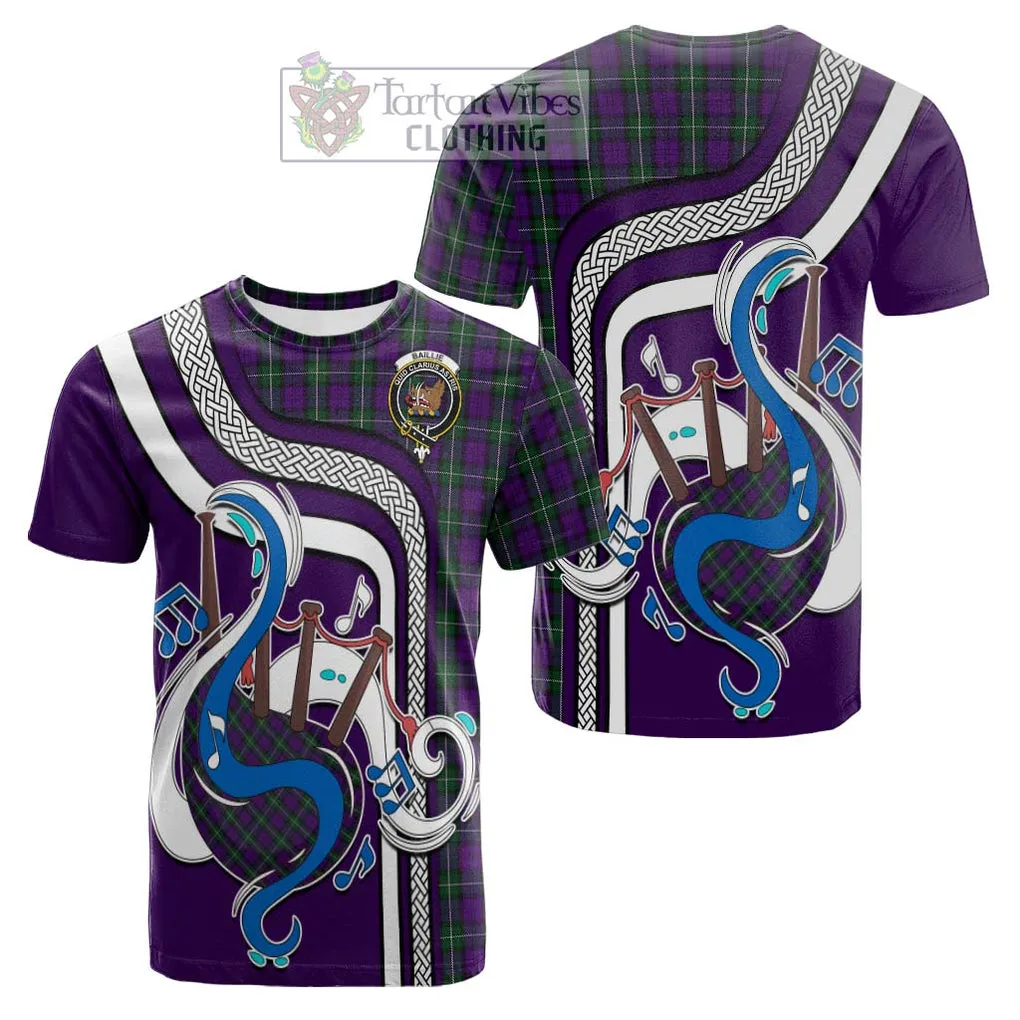 Baillie Highland Society Tartan Cotton T-shirt with Epic Bagpipe Style