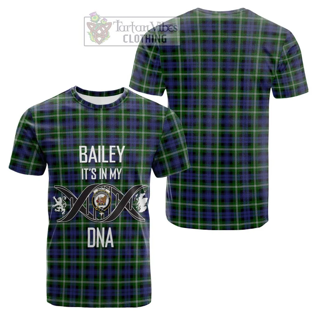 Baillie of Polkemmet Tartan Cotton T-shirt with Family Crest DNA In Me Style