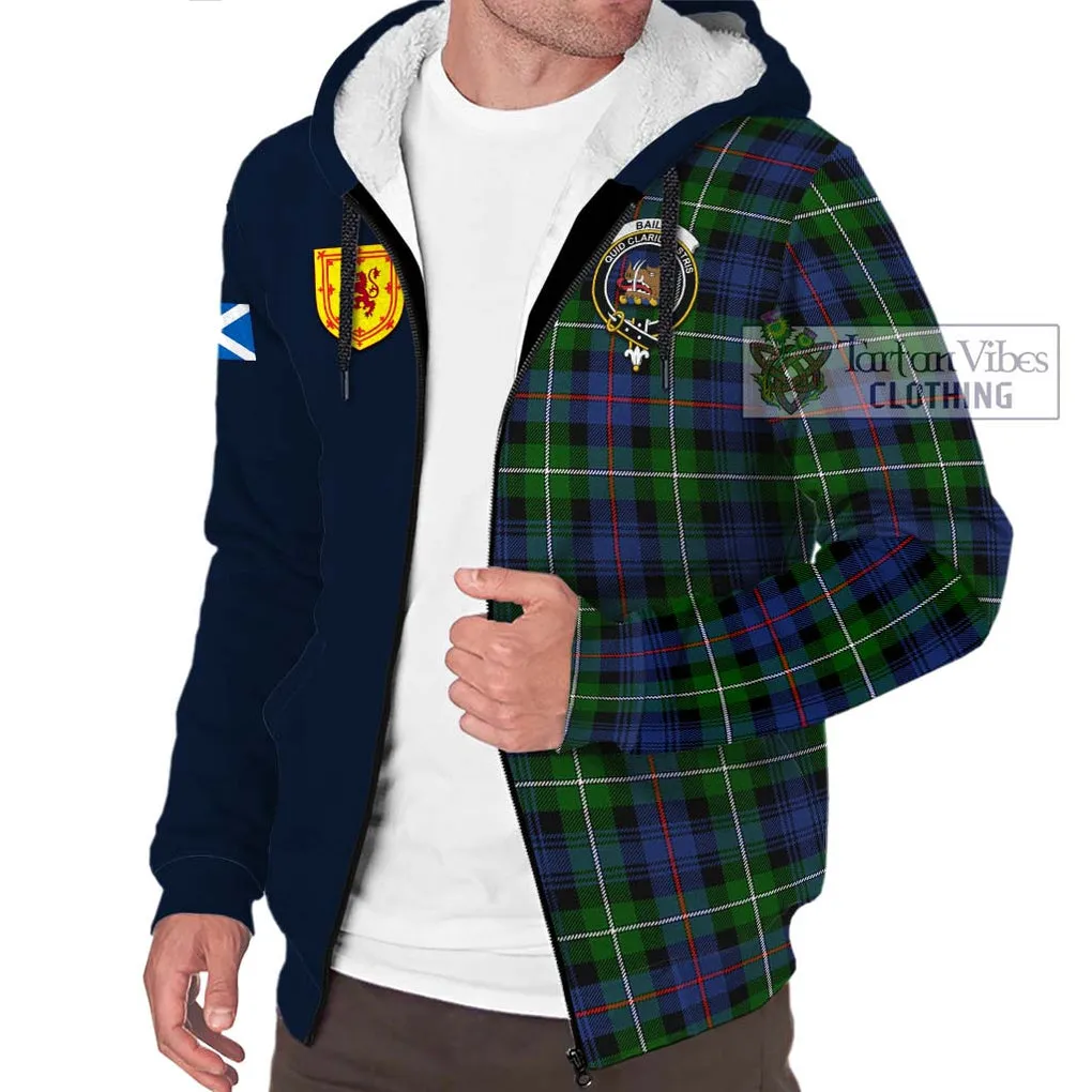 Baillie Tartan Sherpa Hoodie Alba with Scottish Lion Royal Arm Half Style