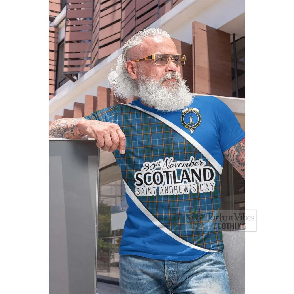 Bain Family Crest Tartan Cotton T-shirt Celebrate Saint Andrew's Day in Style