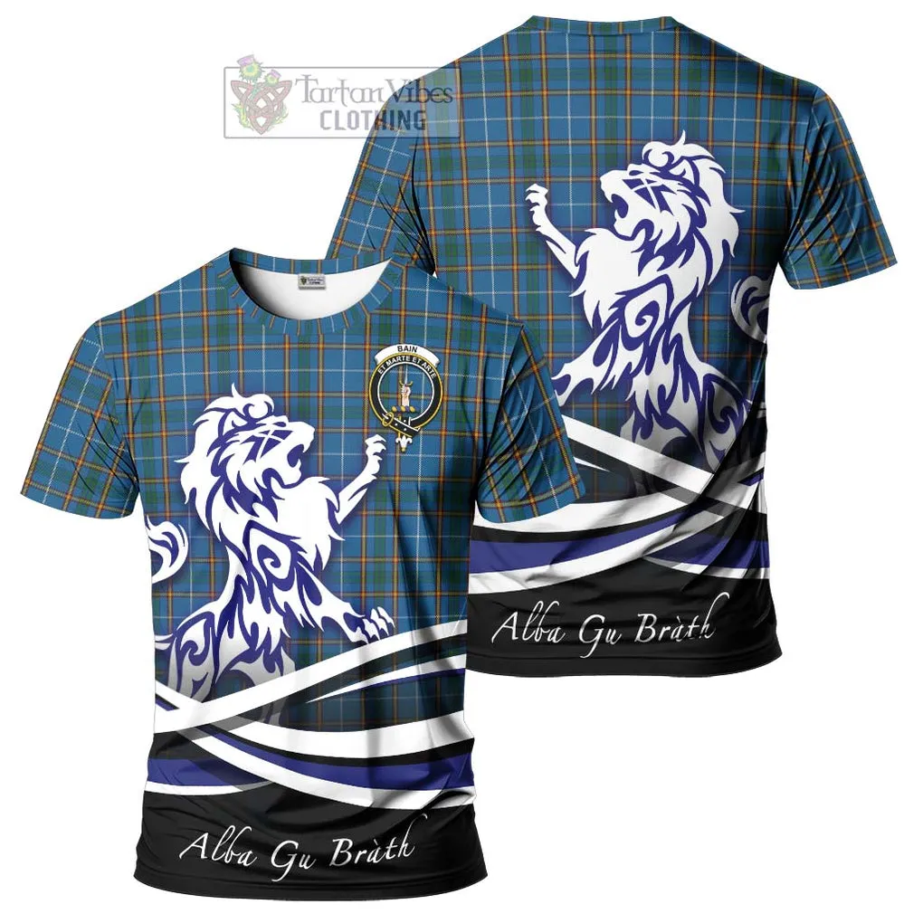 Bain Tartan Cotton T-shirt with Alba Gu Brath Regal Lion Emblem