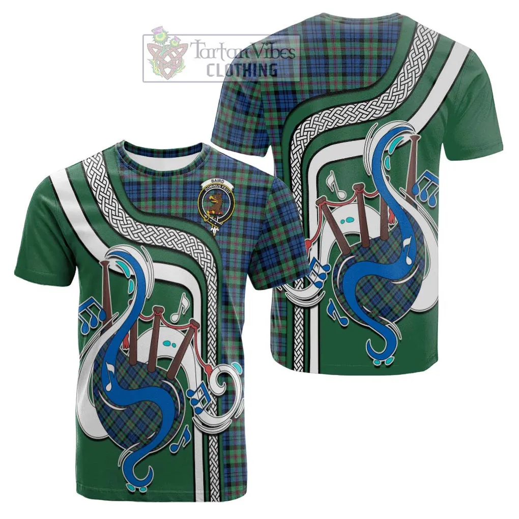 Baird Ancient Tartan Cotton T-shirt with Epic Bagpipe Style