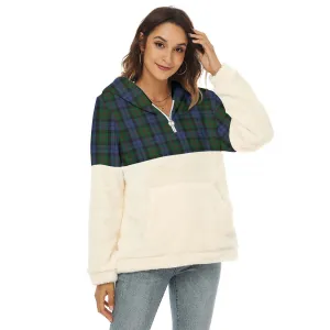 Baird Tartan Women's Borg Fleece Hoodie With Half Zip