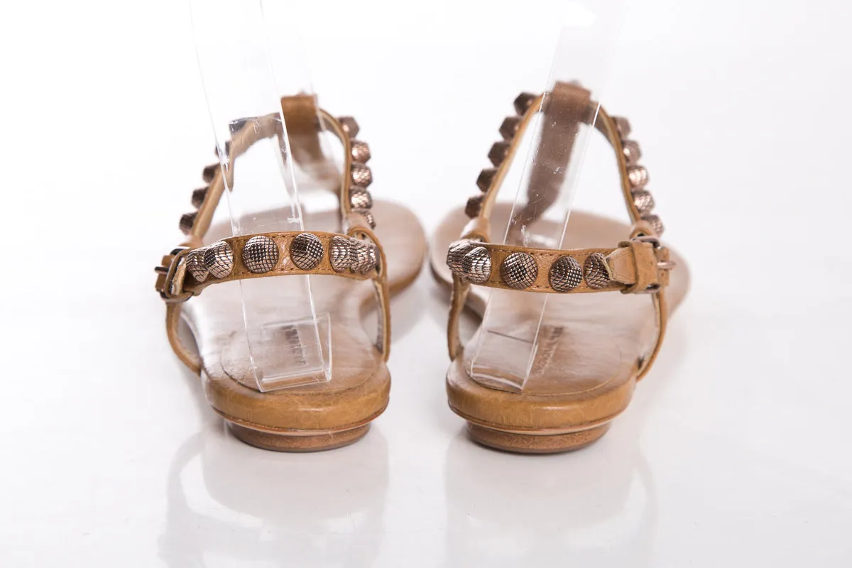 Balenciaga Tan T-Strap Sandals SZ 36