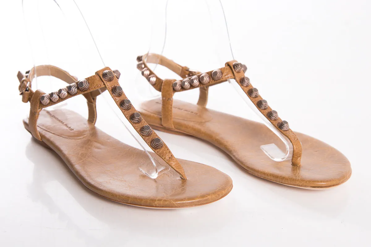 Balenciaga Tan T-Strap Sandals SZ 36