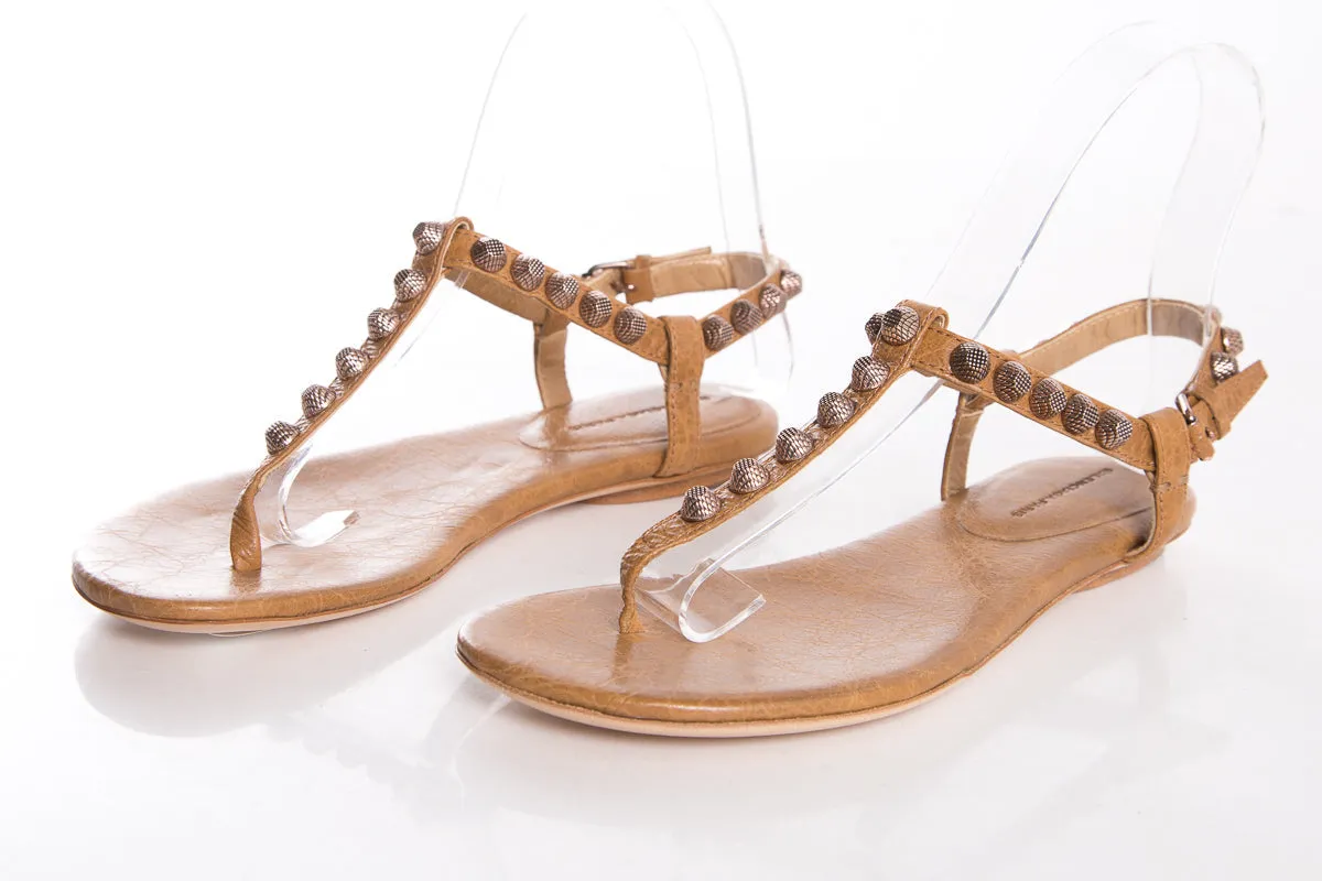 Balenciaga Tan T-Strap Sandals SZ 36