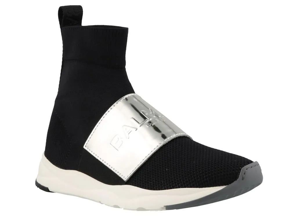 Balmain Logo Plaque Sock Sneakers