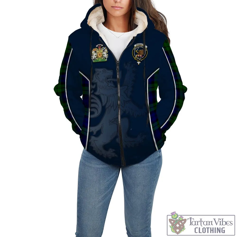 Bannatyne Tartan Sherpa Hoodie with Family Crest and Lion Rampant Vibes Sport Style