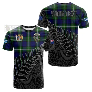 Bannerman Crest Tartan Cotton T-shirt with New Zealand Silver Fern Half Style