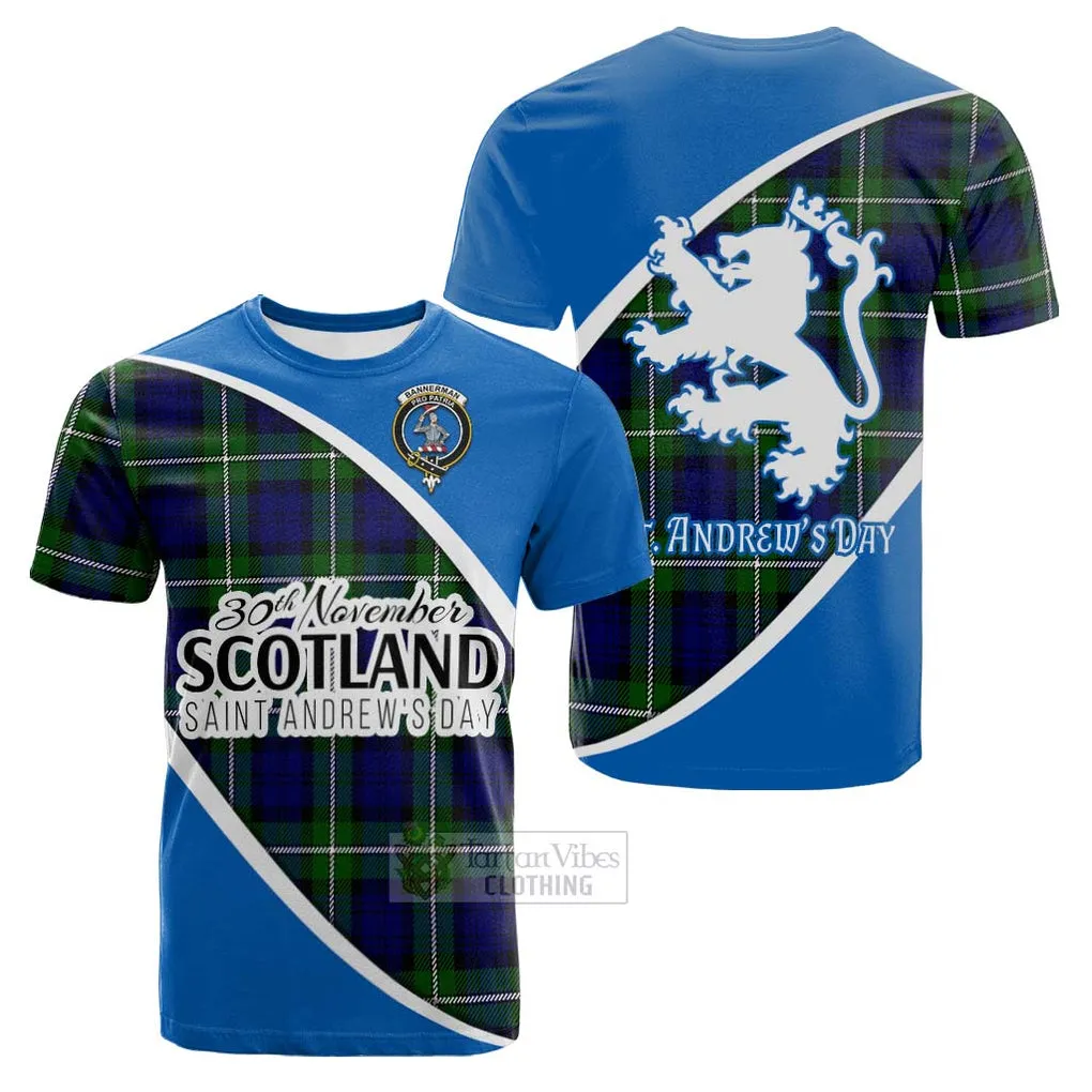 Bannerman Family Crest Tartan Cotton T-shirt Celebrate Saint Andrew's Day in Style